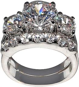 img 4 attached to 💎 5 Ct. Bold Past Present &amp; Future Style Cubic Zirconia CZ Bridal With 2.75 Ct Round-Shaped Center Stone