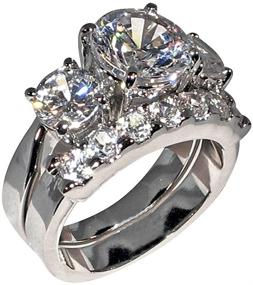 img 3 attached to 💎 5 Ct. Bold Past Present &amp; Future Style Cubic Zirconia CZ Bridal With 2.75 Ct Round-Shaped Center Stone