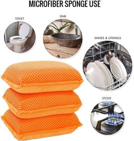 img 2 attached to 🍊 Scrubb-It Miracle Microfiber Kitchen Sponge Non-Scratch Heavy Duty Dishwashing Cleaning Sponges - Machine Washable - (Orange)