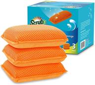 🍊 scrubb-it miracle microfiber kitchen sponge non-scratch heavy duty dishwashing cleaning sponges - machine washable - (orange) logo