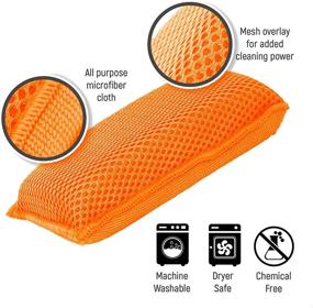 img 1 attached to 🍊 Scrubb-It Miracle Microfiber Kitchen Sponge Non-Scratch Heavy Duty Dishwashing Cleaning Sponges - Machine Washable - (Orange)