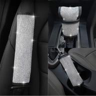 leiwoor bling rhinestones crystal car seat belt cover shoulder pads car shifter gear hand brake covers auto interior accessories (3pcs_in_1set) logo