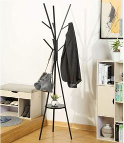 img 3 attached to 🧥 Homebi Coat Rack Hat Stand: Organize and Display Clothes, Hats, and Scarves with 9 Hooks - Black, 17.72"Wx17.72"Dx70.87"H