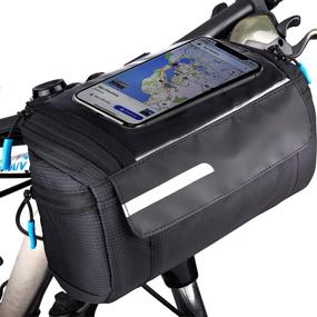 img 4 attached to 🚴 Waterproof OBOVA Bike Handlebar Bags with Quick Release - Compact Front Frame Storage Bags Basket for Road MTB Bicycles, Bicycle Handlebar Bag with Touchscreen Cell Phone Holder