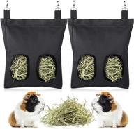 🐰 geegoods rabbit hay feeder bag: hanging hay storage for guinea pigs & small animals (2 pack black) logo