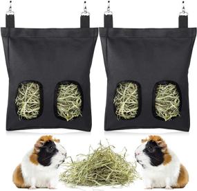 img 4 attached to 🐰 Geegoods Rabbit Hay Feeder Bag: Hanging Hay Storage for Guinea Pigs & Small Animals (2 Pack Black)