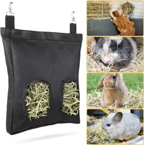 img 1 attached to 🐰 Geegoods Rabbit Hay Feeder Bag: Hanging Hay Storage for Guinea Pigs & Small Animals (2 Pack Black)