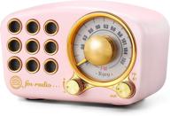 🎵 vintage retro bluetooth speaker with fm radio and powerful bass – pink, bluetooth 4.2, strong wireless connection, tf card & mp3 player logo