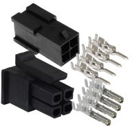🔌 molex micro-fit 3.0 dual row (4 circuits) receptacle plug set, male &amp; female with terminal sockets, pack of 5 sets logo