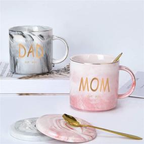 img 2 attached to 👪 Dad and Mom Marble Coffee Mug Set 2021 - Perfect New Mom and Dad Gifts for Expecting Parents with Gift Box and Card