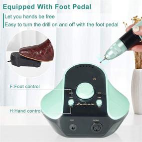 img 3 attached to 💅 Professional Electric Nail Drill for Acrylic Gel Nails: 35000RPM Nail File Machine with Foot Pedal, LCD Screen, 12 Bits, 62 Sanding Bands - Light Blue