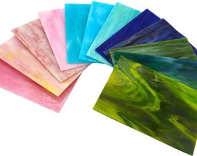 img 1 attached to 🎨 Набор из 12 листов многоцветного стеклянного стекла LITMIND: Яркие мозаичные стеклянные плитки размером 4x6 дюймов для рукоделия, разноцветные и с различными узорами - идеально подходит для художественных проектов и не только!