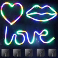 💖 colorful neon wall decor signs – usb/battery powered love lip heart led sign lights for bedroom, bar, party, wedding, kids girls living room логотип