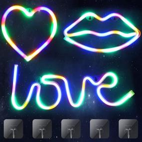 img 4 attached to 💖 Colorful Neon Wall Decor Signs – USB/Battery Powered Love Lip Heart LED Sign Lights for Bedroom, Bar, Party, Wedding, Kids Girls Living Room