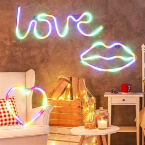 img 2 attached to 💖 Colorful Neon Wall Decor Signs – USB/Battery Powered Love Lip Heart LED Sign Lights for Bedroom, Bar, Party, Wedding, Kids Girls Living Room