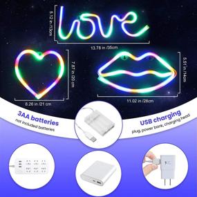 img 3 attached to 💖 Colorful Neon Wall Decor Signs – USB/Battery Powered Love Lip Heart LED Sign Lights for Bedroom, Bar, Party, Wedding, Kids Girls Living Room