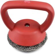 premium stainless steel chainmail cleaner scrubber with silicone handle for cast iron skillet, oven, and sink logo