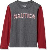 nautica boys' long-sleeve raglan baseball tee logo