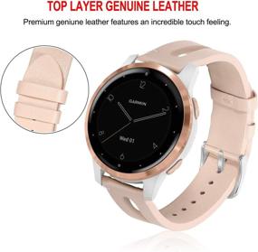 img 3 attached to 👉 Blueshaw Slim Vintage Leather Strap Replacement for Garmin vivoactive 4S Bands - Wristband Accessories Compatible with Garmin vívoactive 4S (40mm) Smartwatch for Women and Men (Pink)