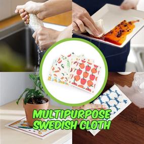 img 1 attached to 🧽 Premium Pasam Home Swedish Dishcloths - Reusable Sponge Cleaning Cloths for Kitchen - 6 Pack Dish Cloths and Rags (Vegetable Design)