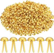 📎 500 paper fasteners brads for art and diy crafts: golden round fasteners with white paper box, ideal for school projects, scrapbooking, and decorative crafting supplies (0.3 x 0.6 inch) logo