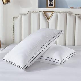 img 4 attached to 😴 Gehannah King Size Bed Pillows for Sleeping, Luxury Plush Soft Pillow with Microfiber Cover, Breathable & Skin-Friendly, Ideal for Side and Back Sleepers, Home and Hotel (2 Pack)