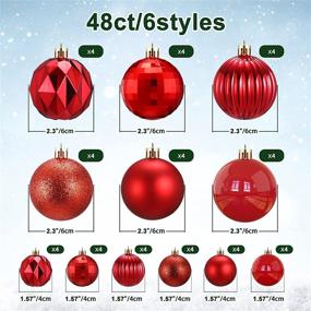 img 3 attached to 🎄 Rongyuxuan 48ct Shatterproof Christmas Ball Ornaments for Tree Decorations - Holiday Party Decoration Set with Hooks (Red, 2.36'' and 1.57'')