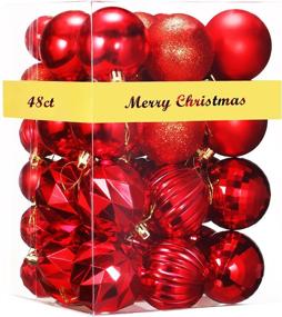 img 4 attached to 🎄 Rongyuxuan 48ct Shatterproof Christmas Ball Ornaments for Tree Decorations - Holiday Party Decoration Set with Hooks (Red, 2.36'' and 1.57'')