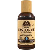 🏻 okay men's castor oil beard and hair growth oil: lightweight formula for all hair types, stimulates growth, silicone & paraben free, 4 oz - brown logo