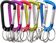 🔑 versatile and sturdy: 6-pack victorshome carabiner clip keychain with d shape multifunction clip hook, aluminum alloy, and 3 key rings логотип