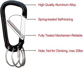 img 2 attached to 🔑 Versatile and Sturdy: 6-Pack VictorsHome Carabiner Clip Keychain with D Shape Multifunction Clip Hook, Aluminum Alloy, and 3 Key Rings