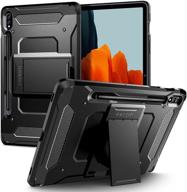 spigen tough armor pro galaxy tab s7 case (2020) with s pen holder - black logo