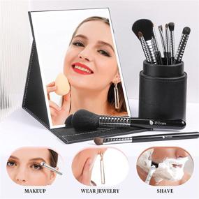 img 1 attached to Enhance Your Styling Routine with DUcare's Portable Folding Vanity Makeup Mirror - Large and Convenient Stand Included!