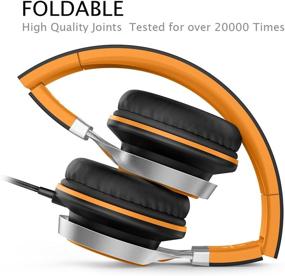 img 1 attached to AILIHEN C8 Wired Folding Headphones: Microphone, Volume Control 🎧 for Cellphones Tablets Android Smartphones Chromebook Laptop Computers Mp3/4 - Black/Orange