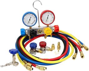 img 3 attached to 🔧 Advanced 4-Way AC Diagnostic Manifold Gauge Set with 1/4" Can Tap for R410A, R22, R134A HVAC Systems