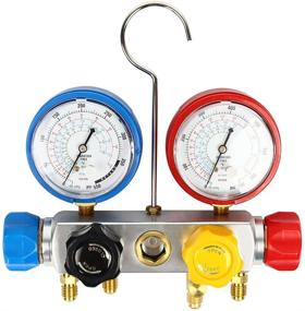 img 2 attached to 🔧 Advanced 4-Way AC Diagnostic Manifold Gauge Set with 1/4" Can Tap for R410A, R22, R134A HVAC Systems