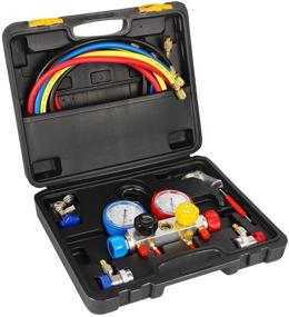 img 4 attached to 🔧 Advanced 4-Way AC Diagnostic Manifold Gauge Set with 1/4" Can Tap for R410A, R22, R134A HVAC Systems