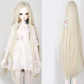 img 1 attached to 👱 White Blonde Straight Fairy Maiden Doll Hair - Long 9-10 Inch BJD SD Doll Wig - Heat Resistant Fiber - Perfect for 1/3 BJD Dolls - SD BJD Doll Wig