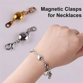 img 1 attached to 🔒 12-Pack Locking Magnetic Clasps for Necklaces and Bracelets - Clasp Tube Lock Connectors with Jewelry Clasp Covers and Extensions for Jewelry Making (Gold and Silver)