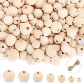 img 4 attached to 🔮 UOONY 800pcs Bulk Wooden Beads for Crafts in 7 Sizes - Garland, Macrame, Jewelry Making, Farmhouse Decor - Natural Unfinished Wood Beads (6mm, 8mm, 10mm, 12mm, 14mm, 16mm, 20mm)