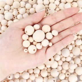 img 2 attached to 🔮 UOONY 800pcs Bulk Wooden Beads for Crafts in 7 Sizes - Garland, Macrame, Jewelry Making, Farmhouse Decor - Natural Unfinished Wood Beads (6mm, 8mm, 10mm, 12mm, 14mm, 16mm, 20mm)