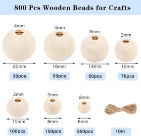 img 3 attached to 🔮 UOONY 800pcs Bulk Wooden Beads for Crafts in 7 Sizes - Garland, Macrame, Jewelry Making, Farmhouse Decor - Natural Unfinished Wood Beads (6mm, 8mm, 10mm, 12mm, 14mm, 16mm, 20mm)