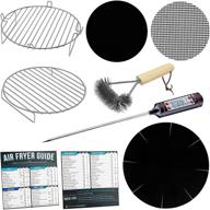 🍳 air fryer accessory set - 2 double layer racks compatible with ninja, gourmia, gowise, chefman + more - includes cheat sheets, heat resistant mats, thermometer and cleaning brush logo