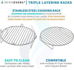 img 2 attached to 🍳 Air Fryer Accessory Set - 2 Double Layer Racks Compatible with Ninja, Gourmia, Gowise, Chefman + MORE - Includes Cheat Sheets, Heat Resistant Mats, Thermometer and Cleaning Brush