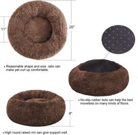 img 3 attached to 🐶 BEDELITE Dog Bed Cat Bed - Round Donut Calming Pet Bed, Soft Faux Fur, Washable, for Small Medium Dog & Cat 20/23/30 Inches, Fit up to 15/25/45LBS, Available in Grey, Blue, Brown