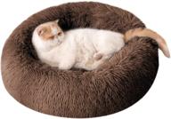 🐶 bedelite dog bed cat bed - round donut calming pet bed, soft faux fur, washable, for small medium dog & cat 20/23/30 inches, fit up to 15/25/45lbs, available in grey, blue, brown логотип