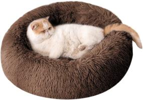 img 4 attached to 🐶 BEDELITE Dog Bed Cat Bed - Round Donut Calming Pet Bed, Soft Faux Fur, Washable, for Small Medium Dog & Cat 20/23/30 Inches, Fit up to 15/25/45LBS, Available in Grey, Blue, Brown