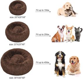 img 1 attached to 🐶 BEDELITE Dog Bed Cat Bed - Round Donut Calming Pet Bed, Soft Faux Fur, Washable, for Small Medium Dog & Cat 20/23/30 Inches, Fit up to 15/25/45LBS, Available in Grey, Blue, Brown