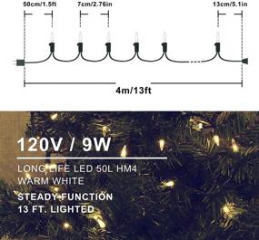 img 2 attached to 🎄 Hopolon 2 Pack 13ft 50-Count Clear Green Wire Christmas Light Set: UL Certified Mini Lights for Wedding, Bedroom, Porch Decor - Warm White Glow