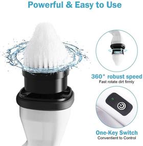 img 3 attached to 🧼 LURNOFY Electric Spin Scrubber Cordless for Powerful Cleaning - Handheld Power Scrubber with High Rotation Brush Kit, Rechargeable and 4 Replaceable Brush Heads for Bathtub, Bathroom, Tile, Sink, Window